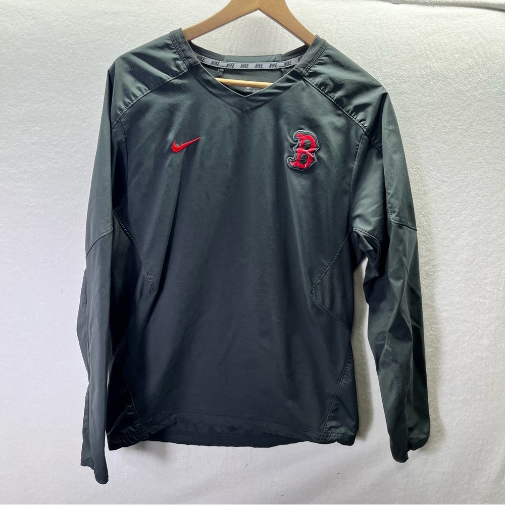 Boston Redsox Nike Dri-Fit Pullover Jacket Mens S Gray Red MLB Baseball‎ 2627